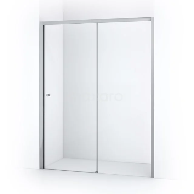 Glasene Duschwand mit silberfarbenem Rahmen, Schiebetür und modernem Design, perfekt für ein modernes Badezimmer.