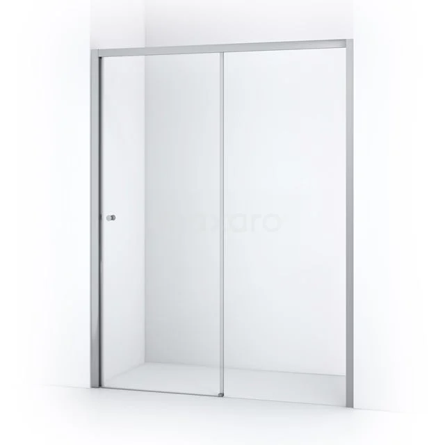 Glasene Duschwand mit silberfarbenem Rahmen, Schiebetür und modernem Design, perfekt für ein modernes Badezimmer.