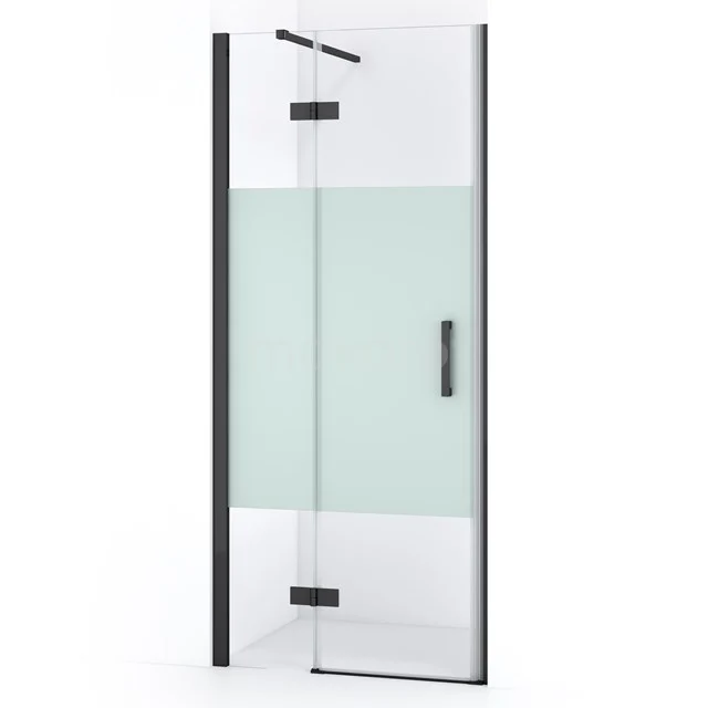 Diamond Shower door | 80 cm Black chrome Clear with matt strip Pivot door DDB21351113BCN