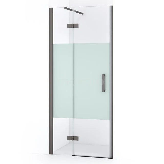 Diamond Shower door | 80 cm Black metal Clear with matt strip Pivot door DDB21351113ZMN
