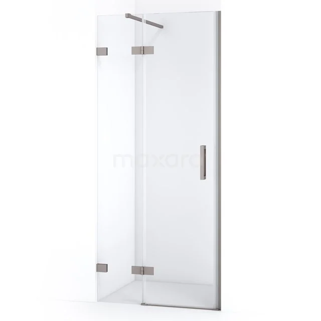 Glas Duschtür mit Scharnieren und Haltegriff, Klarglas, modernes Design. Perfekt für eine stilvolle Badezimmergestaltung.