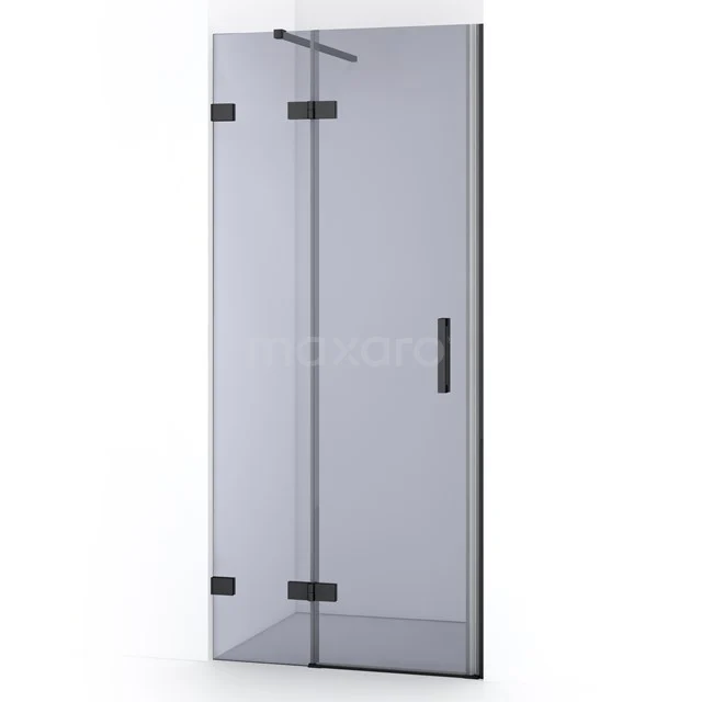 Diamond Shower door | 80 cm Black chrome Smoke glass Pivot door DDB21351121BC