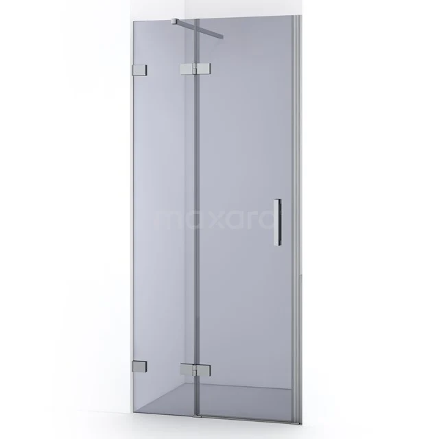 Glass shower door, corner unit, clear glass, minimalist design, ideal for modern bathrooms.