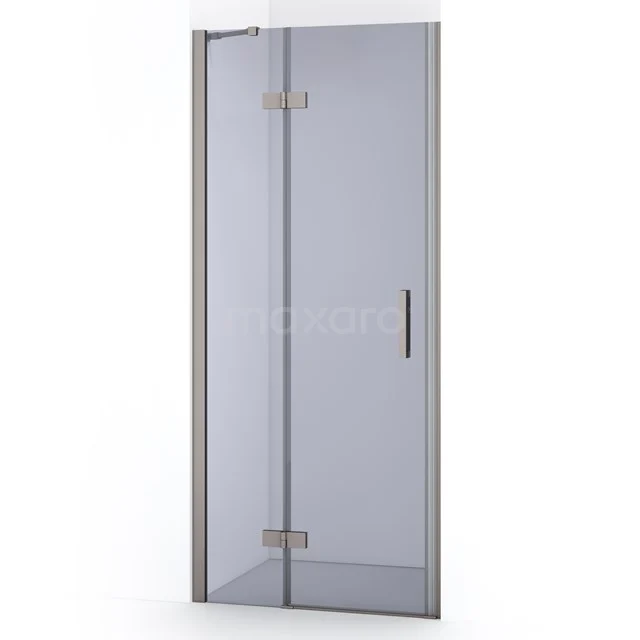 Glasene Duschtür mit silberfarbenem Aluminiumrahmen, Drehmechanismus und modernem Design, ideal für ein stilvolles Badezimmer.