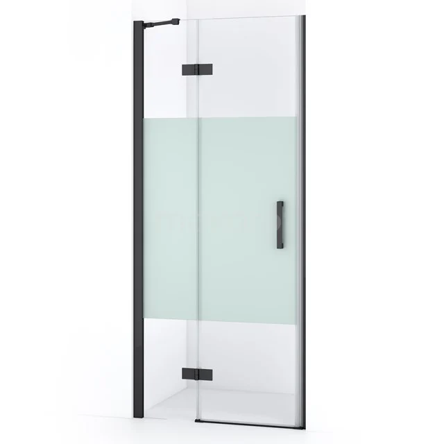 Diamond Shower door | 80 cm Black chrome Clear with matt strip Pivot door DDB21351213BCN