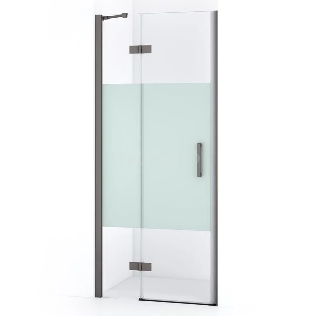 Diamond Shower door | 80 cm Black metal Clear with matt strip Pivot door DDB21351213ZMN
