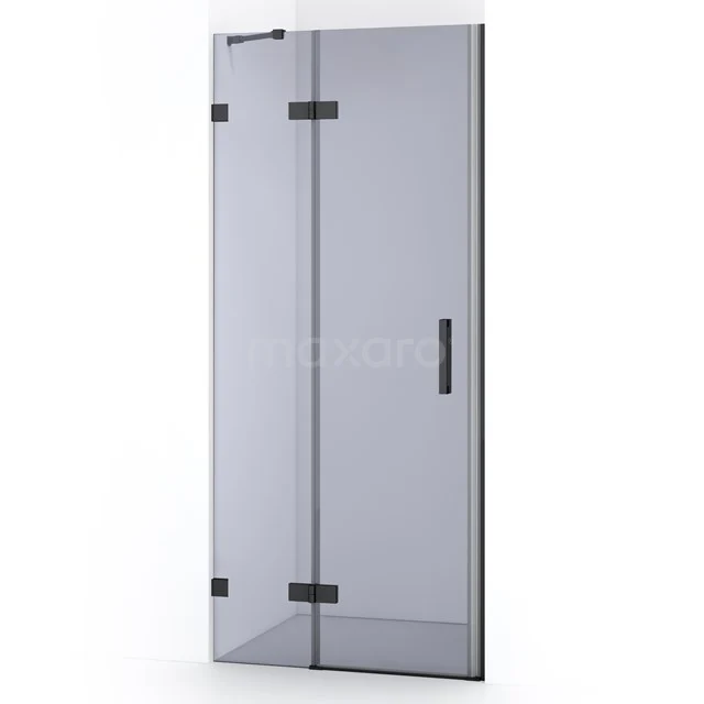 Diamond Shower door | 80 cm Black chrome Smoke glass Pivot door DDB21351221BC