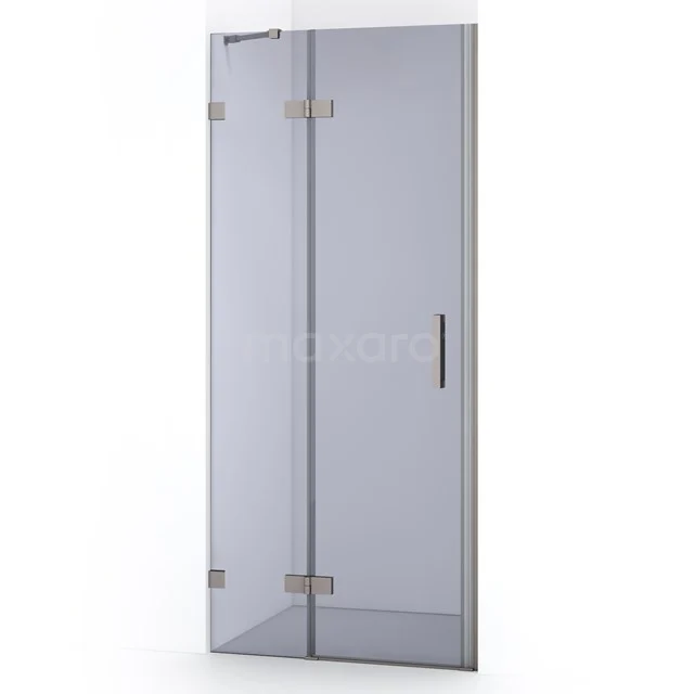 Glasene Duschtür, transparent mit silberfarbenen Scharnieren und Haltegriff, modernes Design für ein stilvolles Badezimmer.