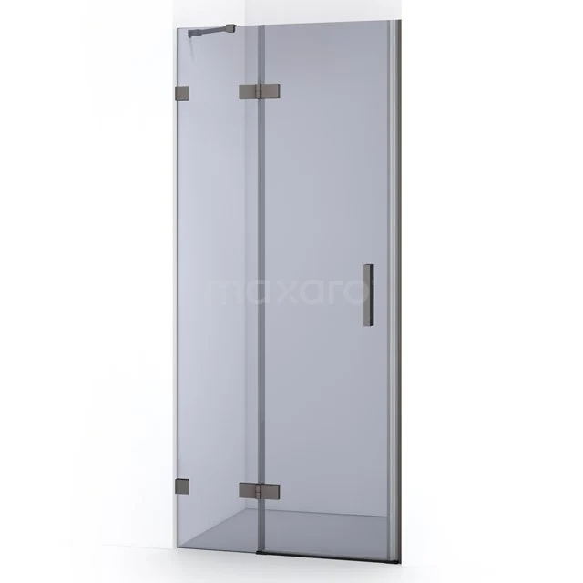 Diamond Shower door | 80 cm Black metal Smoke glass Pivot door DDB21351221ZM
