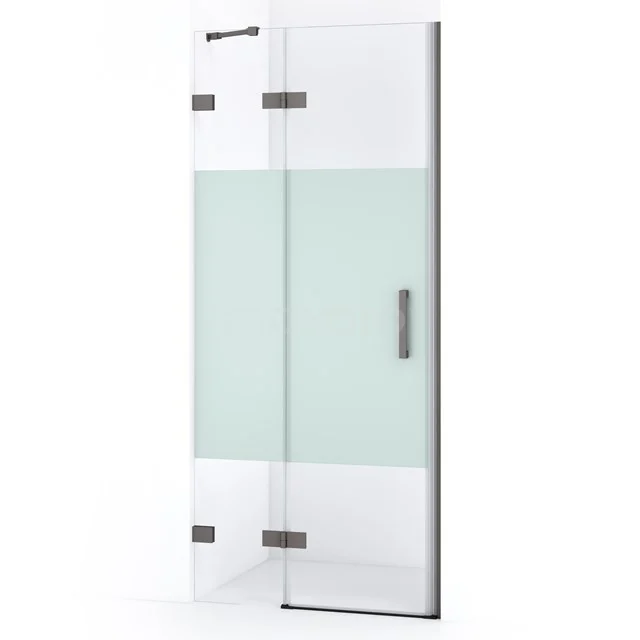 Diamond Shower door | 80 cm Black metal Clear with matt strip Pivot door DDB21351223ZM