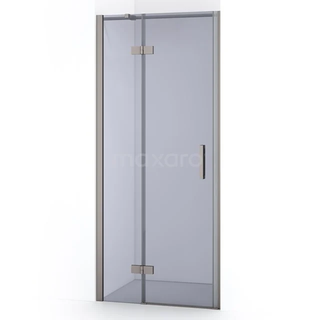 Glas Duschtür mit Matt Schwarz Akzenten, klappbares Design und schlankem Profil, ideal für moderne Bäder.