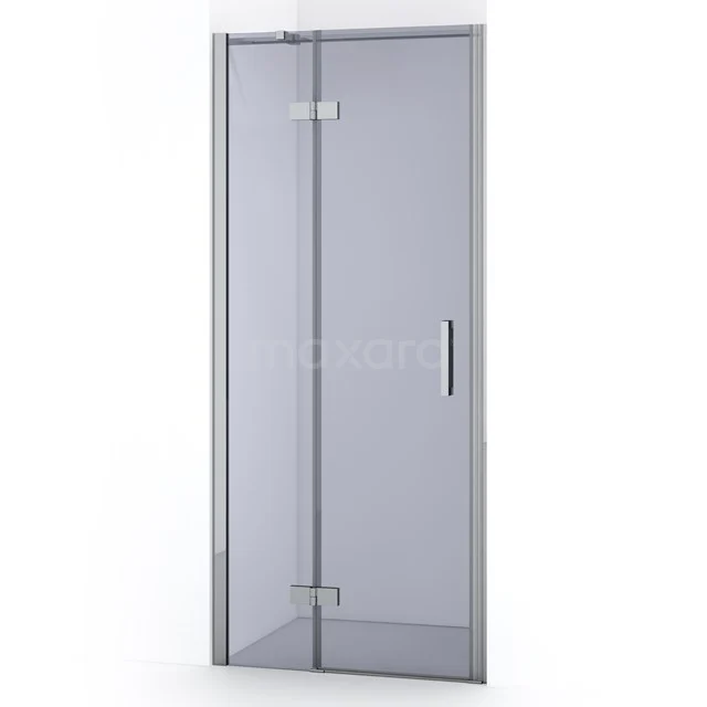 Glas Duschtür mit silbernem Rahmen, drehbares Design, ideal für moderne Bäder, hergestellt aus robustem Sicherheitsglas.