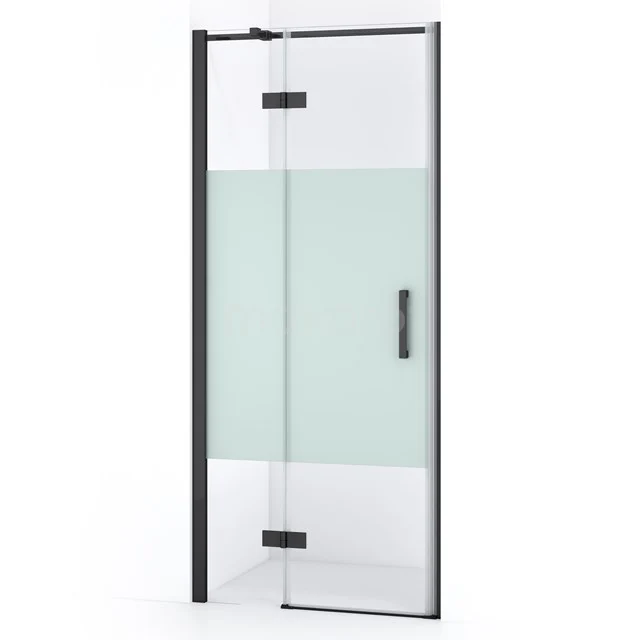 Diamond Shower door | 80 cm Black chrome Clear with matt strip Pivot door DDB21351313BCN