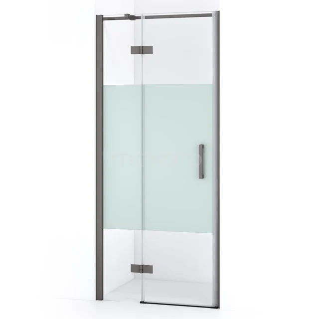 Diamond Shower door | 80 cm Black metal Clear with matt strip Pivot door DDB21351313ZMN