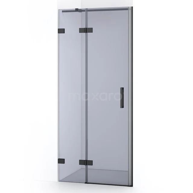 Diamond Shower door | 80 cm Black chrome Smoke glass Pivot door DDB21351321BC