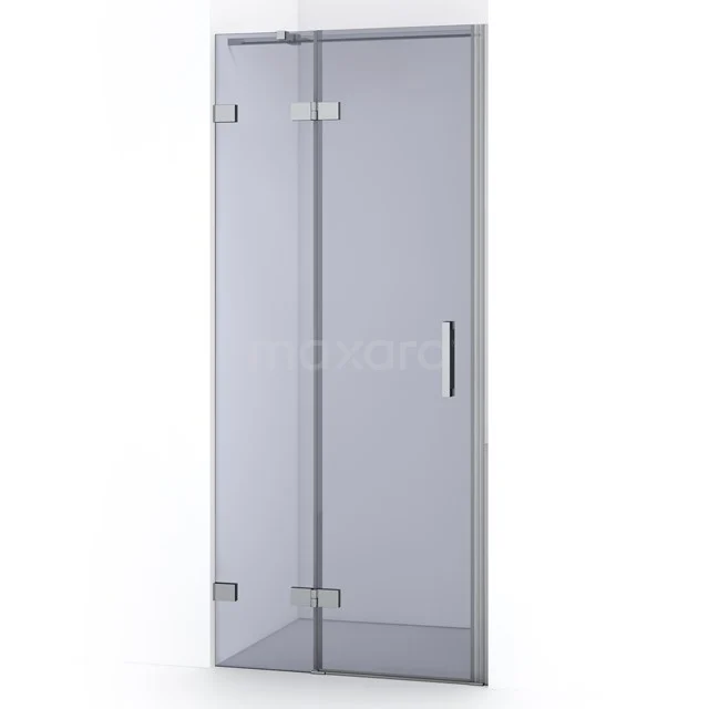 Glasene Duschtür mit glänzender Chrombeschläge, schlankes Design und Drehfunktion, ideal für moderne Bäder.