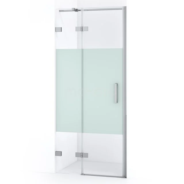 Duschtür Diamond 80cm aus klarem Sicherheitsglas mit mattem Streifen Chrom DDB21351323C Glasene Duschtür mit matter Streifen, klappbares Design und metallischem Haltegriff, ideal für einen modernen Badezimmerstil.