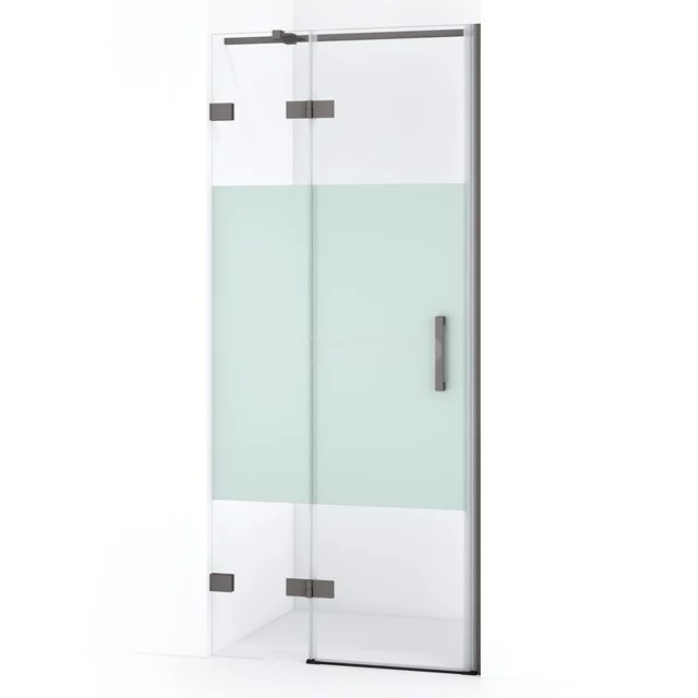 Diamond Shower door | 80 cm Black metal Clear with matt strip Pivot door DDB21351323ZM