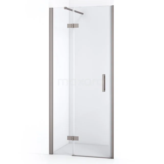 Glasdouchedeur mit silberfarbenen Scharnieren, minimalistisches Design und Haltegriff, ideal für ein modernes Badezimmer.