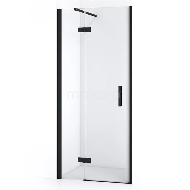 Duschtür mit Schwarz Rahmen, Klarglas und schlankem Design, ideal für moderne Bäder.