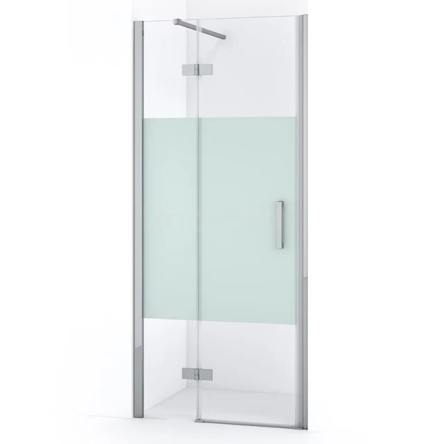 Diamond Duschtür | 80 cm Chrom Klar mit matter Streifen Drehtür DDB21352113C Glas Duschtür mit mattem Glas, silberfarbenem Rahmen und minimalistischem Design, perfekt für ein modernes Badezimmer.