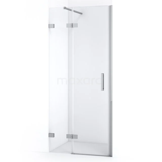 Glasdouchedeur mit Eckdesign, Edelstahl Scharniere und modernem Griff, perfekt für eine stilvolle Badezimmergestaltung.