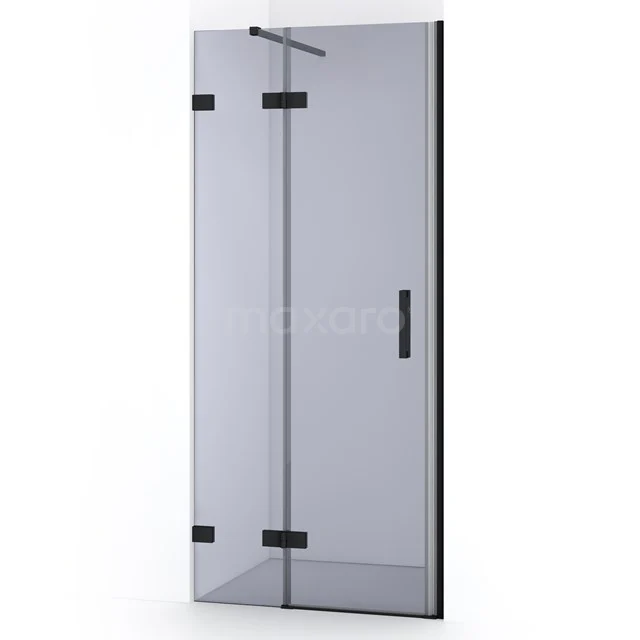 Diamond Shower door | 80 cm Matte black Smoke glass Pivot door DDB21352121MB