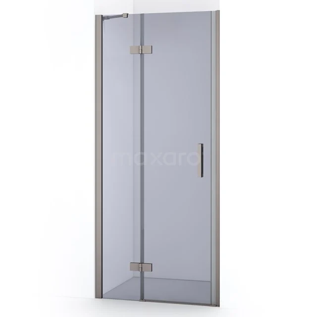 Glasene Duschtür mit silberfarbener Aluminiumrahmung, drehbares Design, ideal für moderne Bäder.