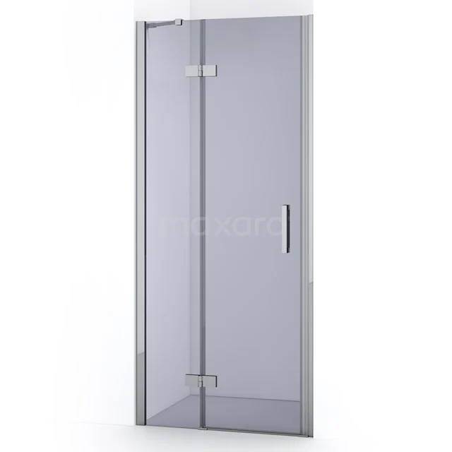 Glasdouchedeur mit Scharnieren, klare Ausführung und metallischem Haltegriff, ideal für ein modernes Badezimmer.