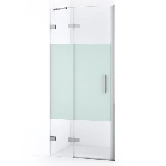 Diamond Duschtür | 80 cm Chrom Klar mit matter Streifen Drehtür DDB21352223C Glasene Duschtür mit mattem Teil, modernes Design, klappbar, ideal für eine platzsparende Badezimmerlösung.