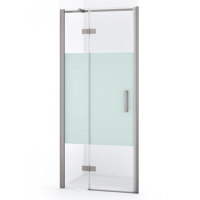 Diamond Duschtür | 80 cm Edelstahl Klar mit matter Streifen Drehtür DDB21352313BR Glasene Duschtür mit Matt Weiß Streifen, eckiges Design, rostfreier Haltegriff, ideal für moderne Badezimmergestaltung.