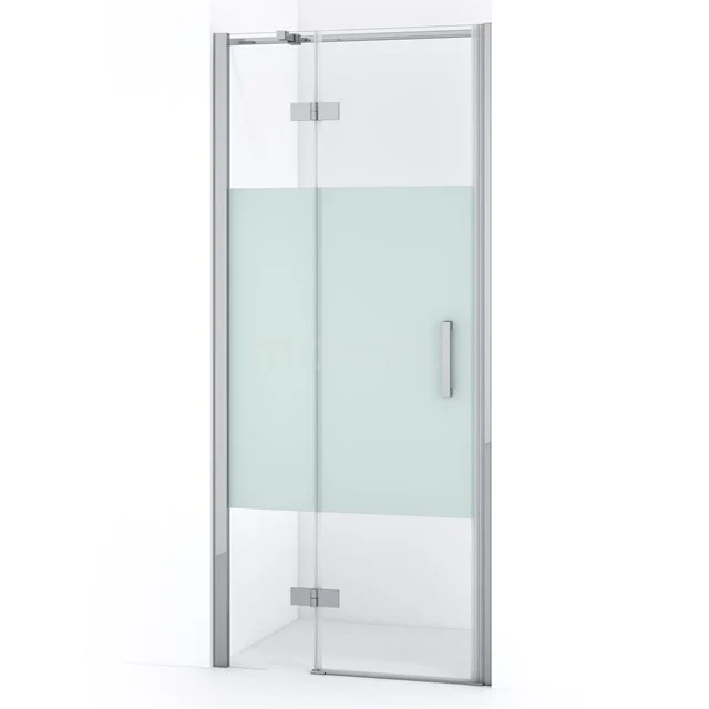 Diamond Duschtür | 80 cm Chrom Klar mit matter Streifen Drehtür DDB21352313C Glasdusche mit Mattglas-Akzent, Aluminiumrahmen und modernem Haltegriff, ideal für eine stilvolle Badezimmergestaltung.