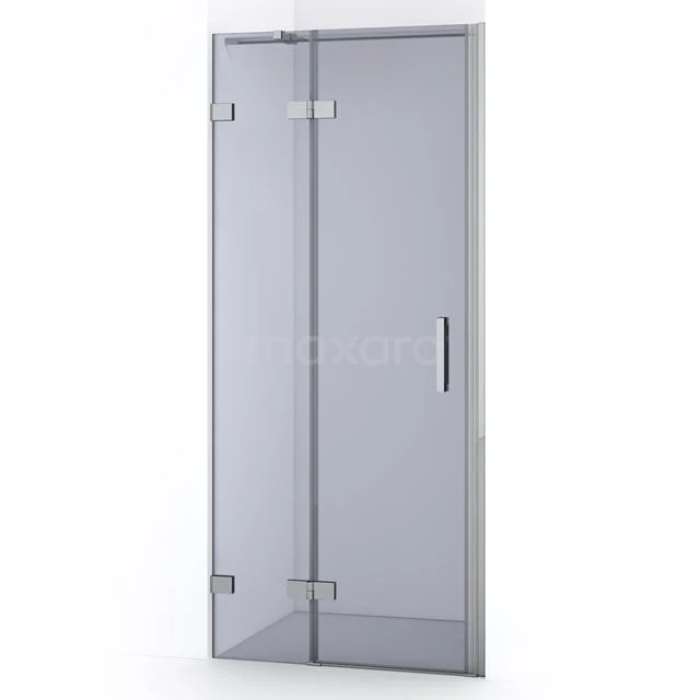 Glas Duschtür mit Scharnieren, Klarglas, minimalistisches Design, geeignet für moderne Bäder.