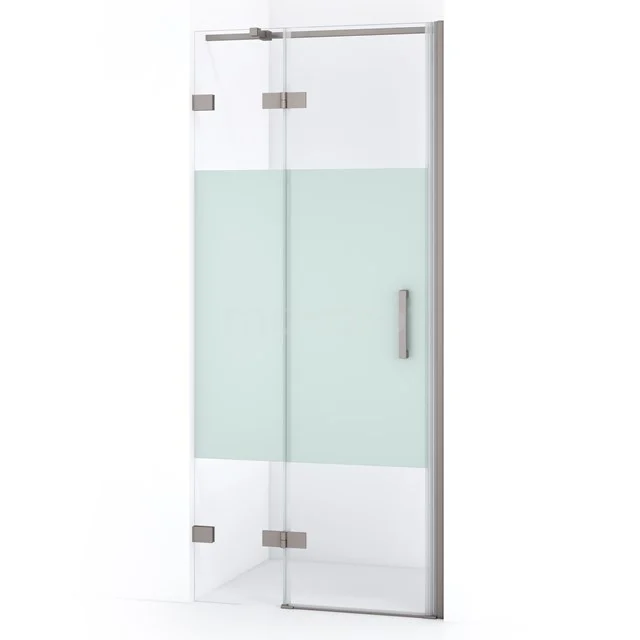 Diamond Shower door | 80 cm Stainless steel Clear with matt strip Pivot door DDB21352323BR