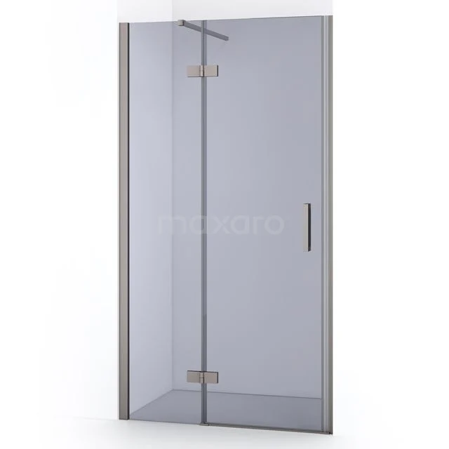 Glasene Duschtür mit silberfarbenem Rahmen, geraden Linien, kompakter Stil; perfekt für moderne Bäder.