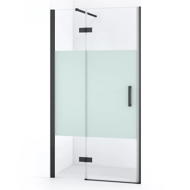 Diamond Shower door | 90 cm Black chrome Clear with matt strip Pivot door DDB21361113BCN