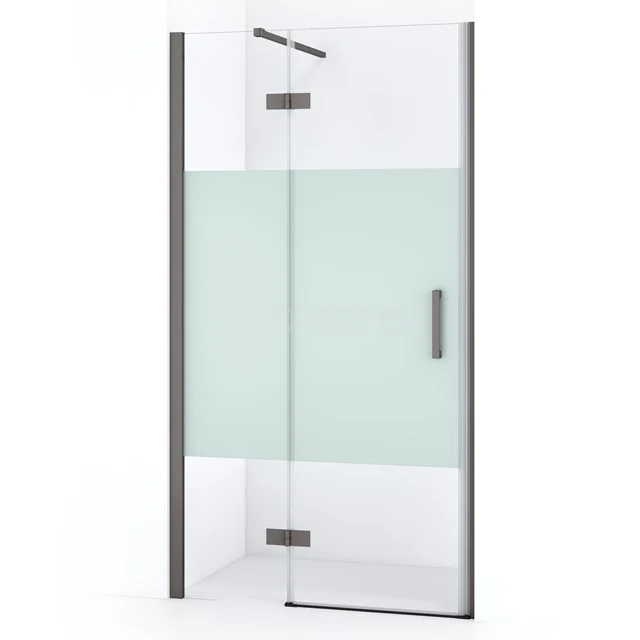 Diamond Shower door | 90 cm Black metal Clear with matt strip Pivot door DDB21361113ZMN