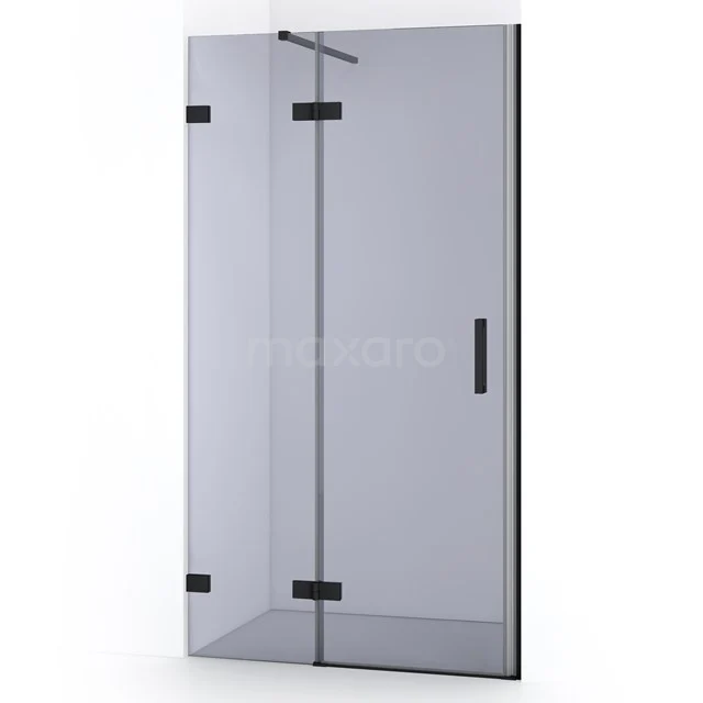 Glasdouchedeur mit schwarz matten Scharnieren und Haltegriff, schlankes Design für moderne Bäder.