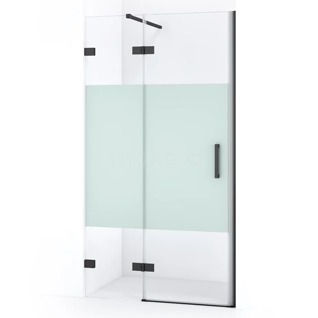 Diamond Shower door | 90 cm Black chrome Clear with matt strip Pivot door DDB21361123BC