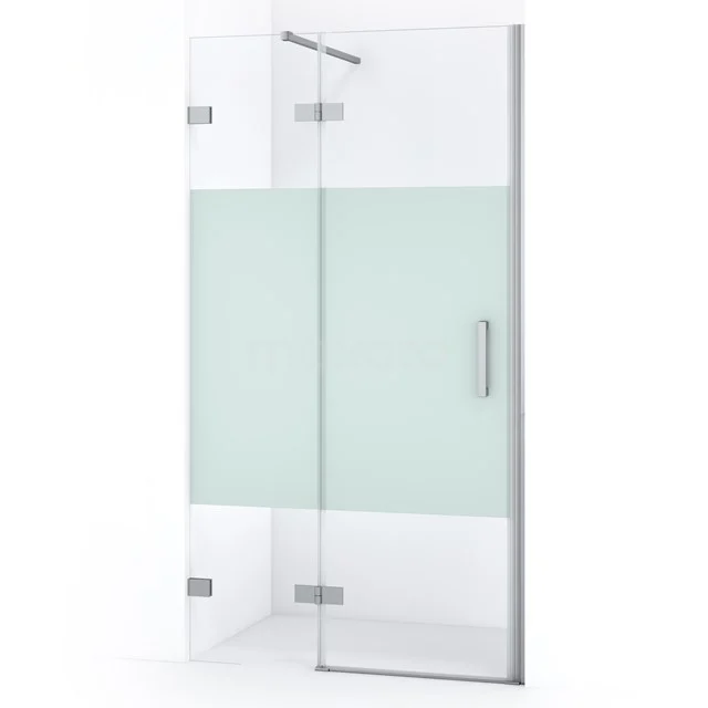 Diamond Duschtür | 90 cm Chrom Klar mit matter Streifen Drehtür DDB21361123C Glas Duschkabine mit Mattglas und Edelstahl Scharnieren, modernes Design für ein stilvolles Badezimmererlebnis.