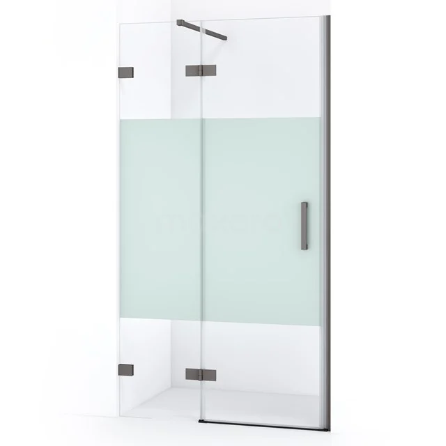 Diamond Shower door | 100 cm Black metal Clear with matt strip Pivot door DDB21461123ZM