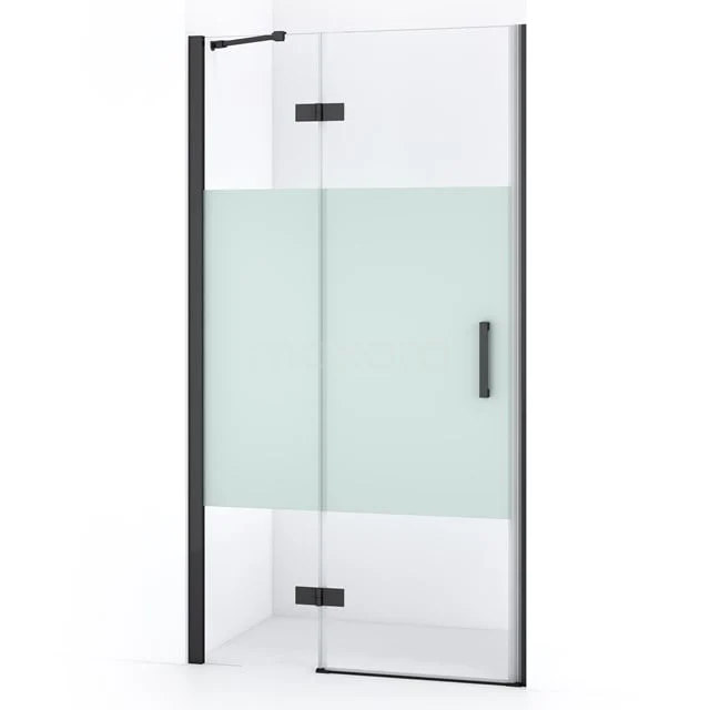 Diamond Douchedeur | 90 cm Zwart chroom Helder met matte strook Draaideur DDB21361213BC