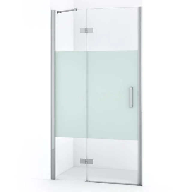 Duschtür Diamond 100cm aus klarem Sicherheitsglas mit mattem Streifen Chrom DDB21461213C Glas Duschtür mit Mattglas-Panel, Aluminiumrahmen und stilvollem Griff, perfekt für ein modernes Badezimmer.