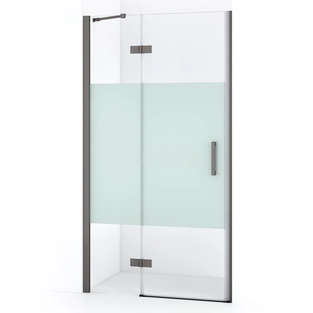 Diamond Shower door | 100 cm Black metal Clear with matt strip Pivot door DDB21461213ZMN