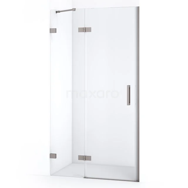 Glass shower door with hinge, clear glass, Stainless steel Handle, suitable for modern bathroom fittings.