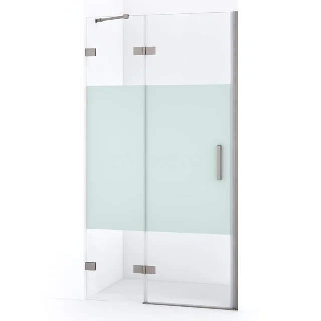Diamond Shower door | 90 cm Stainless steel Clear with matt strip Pivot door DDB21361223BR