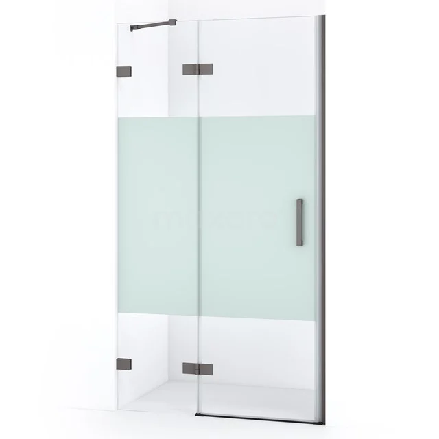Diamond Shower door | 90 cm Black metal Clear with matt strip Pivot door DDB21361223ZM