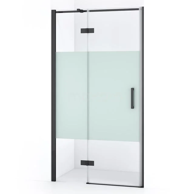 Diamond Douchedeur | 90 cm Zwart chroom Helder met matte strook Draaideur DDB21361313BC