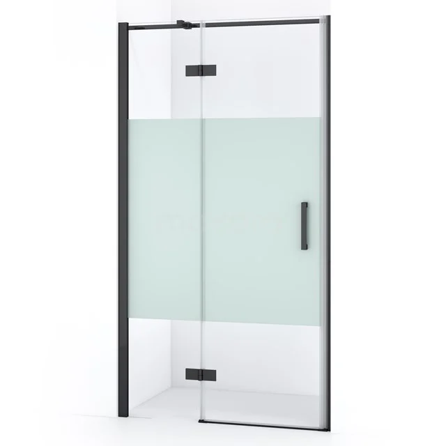 Diamond Douchedeur | 90 cm Zwart chroom Helder met matte strook Draaideur DDB21361313BCN