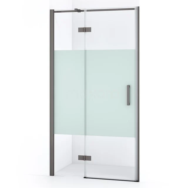 Diamond Shower door | 100 cm Black metal Clear with matt strip Pivot door DDB21461313ZMN